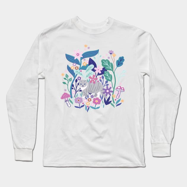 Cat in the Garden Long Sleeve T-Shirt by CarlyWatts